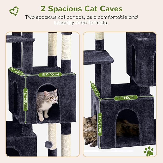 Globlazer Cat Tower for Indoor Cats, Heavy Duty Cat Trees for Large Cats Adult Big Cats Maine Coon Cat Tree Tower with Scratching Post, Extra Large Top Perch, Cat Condos, F61, Dark Grey, 61inch