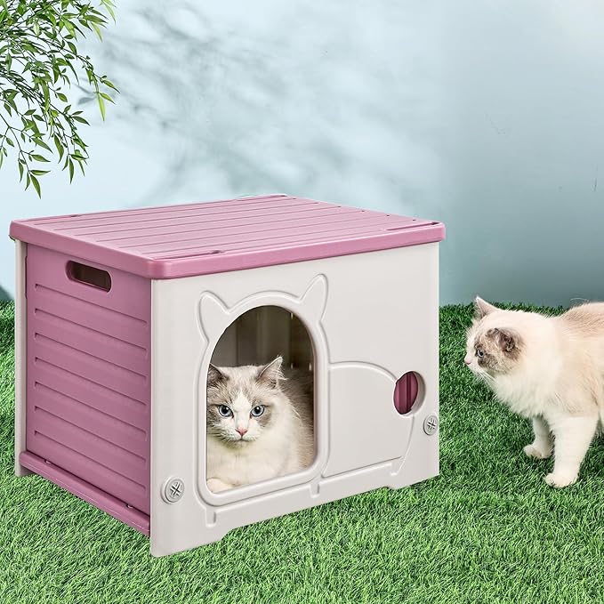 Cat House,Stackable Cat Bed for Pet Cats and Feral Cats Outdoor Indoor Use, Waterproof Cat Shelter with Woven Mat and Cotton Pad for Summer and Winter Use.