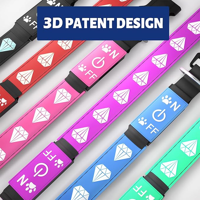 LED Dog Collar, Adjustable, 15 Multi-Colors, Rechargeable, Waterproof, Light Up Dog Collar for Small Dogs Night Walking, Red