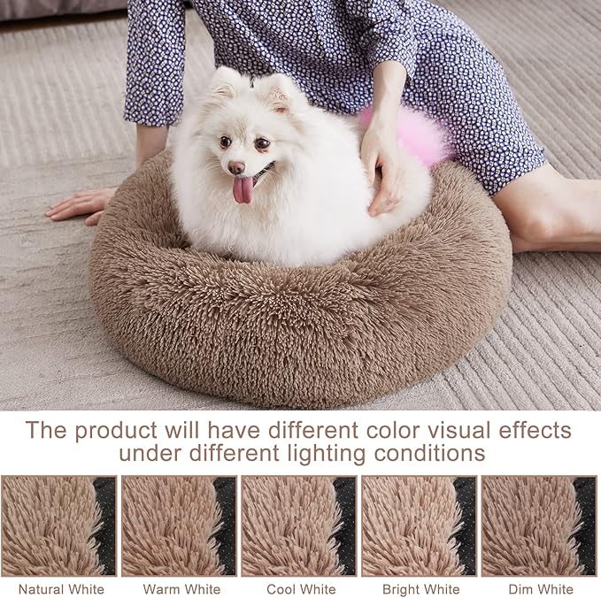 MIXJOY Orthopedic Dog Bed Comfortable Donut Cuddler Round Pet Beds Ultra Soft Washable Dog and Cat Cushion (20''/23''/30'') (23'', Brown)