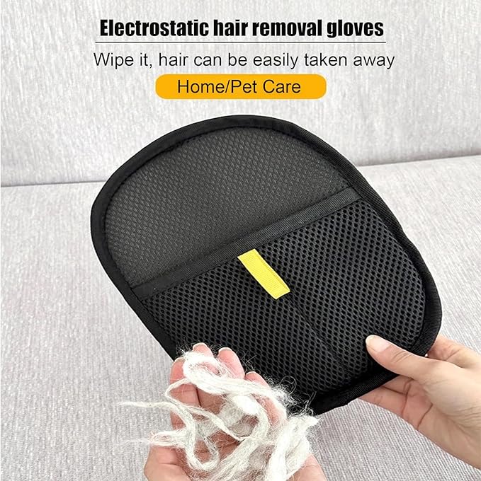 1 Pcs Pet Hair Remover Electrostatic Gloves,Pet Hair Removal Glove,Electrostatic Pet Hair Remover Gloves for Furniture, Carpet, and Car Seats - Reusable Pet Grooming Tool (1)