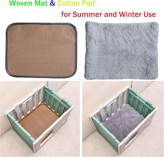 Cat House,Stackable Cat Bed for Pet Cats and Feral Cats Outdoor Indoor Use, Waterproof Cat Shelter with Woven Mat and Cotton Pad for Summer and Winter Use. (Green, M)