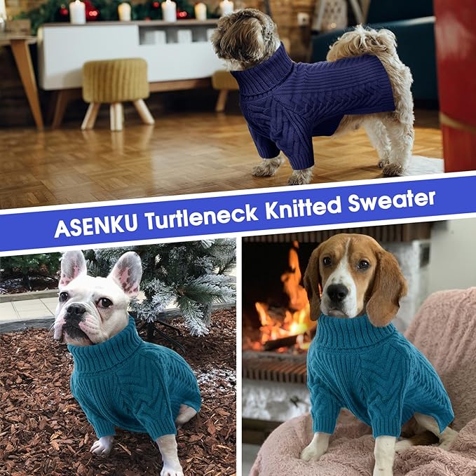 ASENKU XXL Dog Sweater for Extra Large Dogs,Pet Sweatshirt Apparel Turtleneck Pullover Winter Dog Outfits for Pitbull, Labrador Retriever(Royal Blue, 2XL)