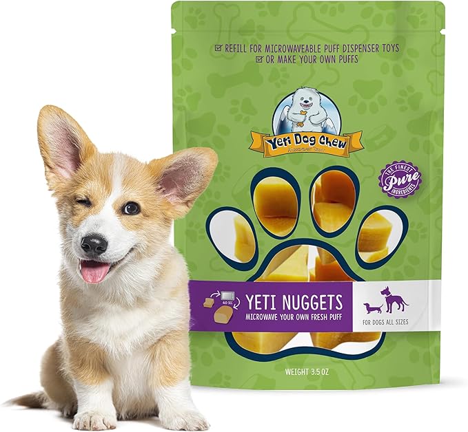 Yeti Refill Nuggets for Puff and Play Dog Toys - Natural Himalayan Yak Cheese Treats, Healthy Dog Chews, Suitable for All Dogs, Ideal for Interactive Chew Toys and Dispensers - 6 Pieces, Cheese