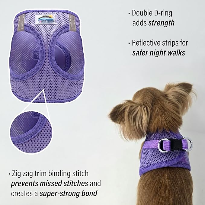 Doggie Design Dog Harness - No Choke Dog Harness, Dog Vest, Mesh Polyester, Pet Harness, Simple Step in and Go Design - Paisley Purple