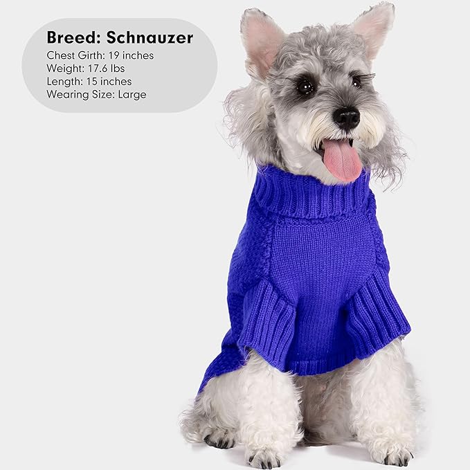cyeollo Dog Sweater Pullover Turtleneck for Dogs, Classic Knitwear Fall Winter Cold Weather Doggie Clothes Warm Pet Apparel Small Medium Large Dog Sweaters, Royal Blue XL