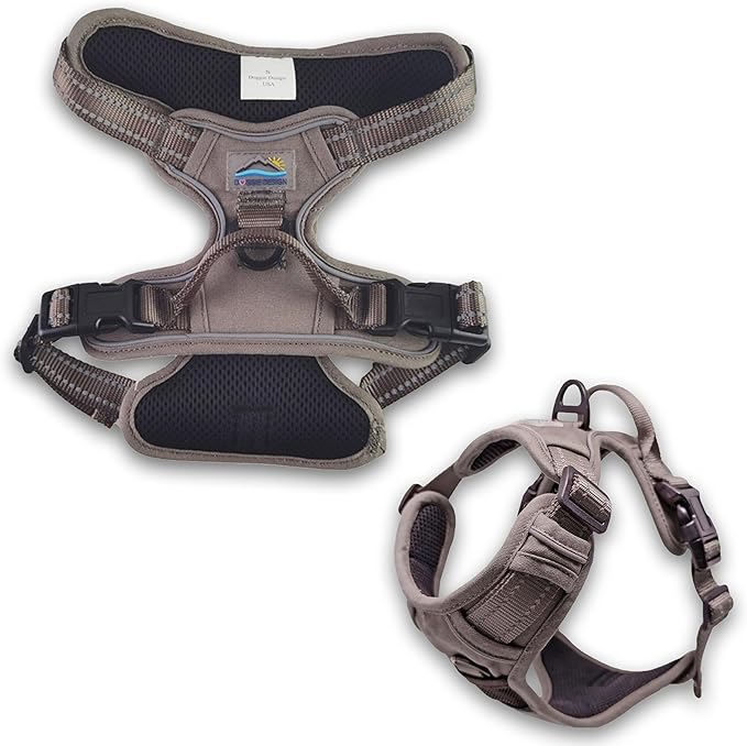 Doggie Design Venture Paw No Pull Dog Harness - Simple Adjustable Puppy Harness - Anti Pull Dog Collar for Walks and Outdoor Adventures - Dried Sage, L