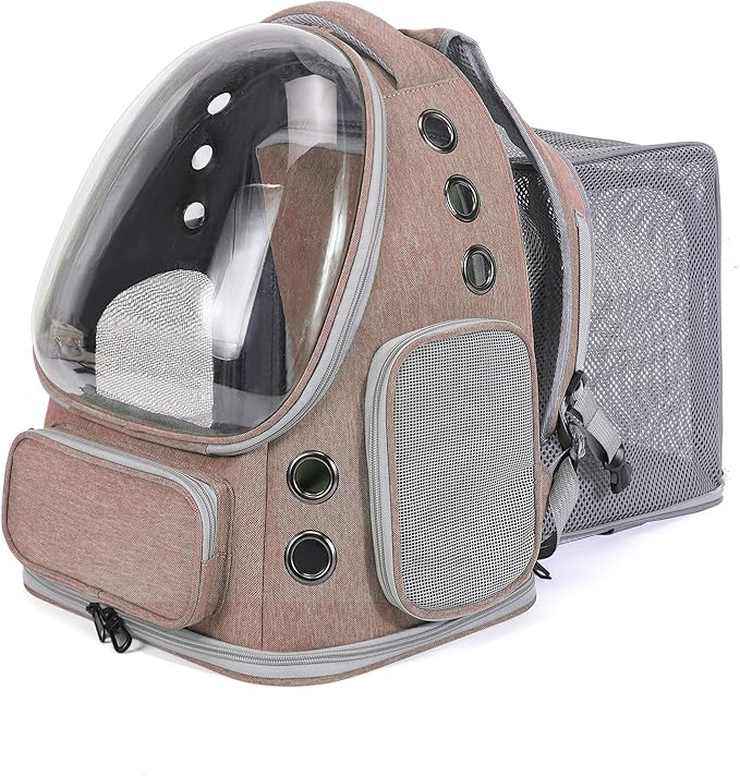 Cat Backpack Carrier for Large Cats, Expandable Cat Bubble Backpack, Dog Carriers for Small Medium Dogs, Airline Approved Pet Carrier for Travel Hiking Outdoor(Khaki)