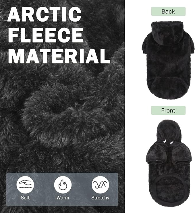 SCENEREAL Fuzzy Sweater/Hoodie for Small Medium Large Dogs, Fleece Warm Sweatshirt With Pocket, Winter Coat for Boys/Girls, Chihuahua Puppy Clothes With Leash Hole
