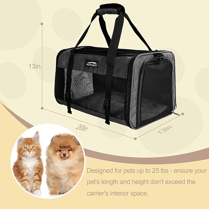 Cat Carrier Dog Carriers for Small Medium Dogs Large Cat Carrier Soft Sided Cat Carriers, Pet Travel Carrier Collapsible Cat Bag 0-25 Lbs, Puppy Kitten Carrier (Black)