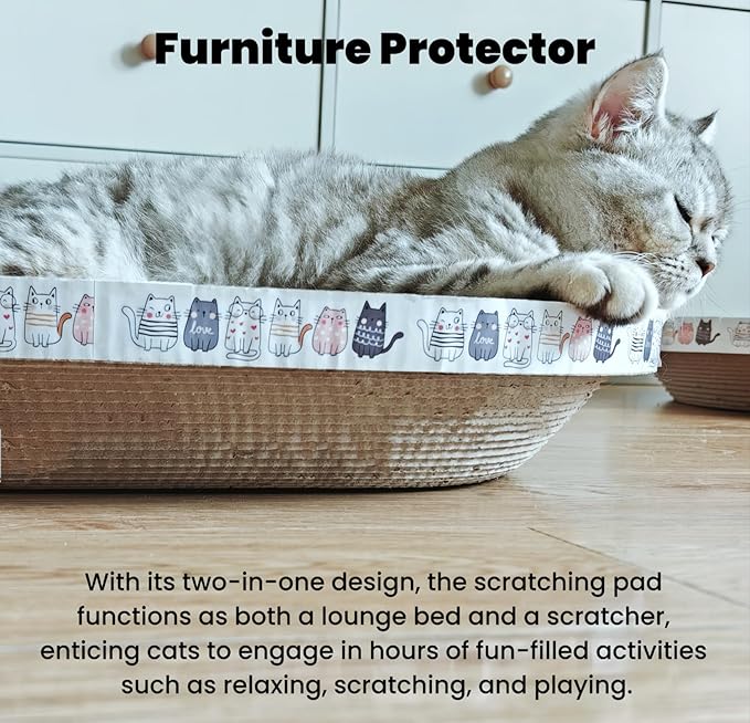 2 Pack Extra Large Cat Scratcher Cardboard, Round Scratcher Bed Scratch Bowl, Scratching Lounge Couch Round Shaped Cat Scratch Board Nest for Indoor Cats Furniture Protector