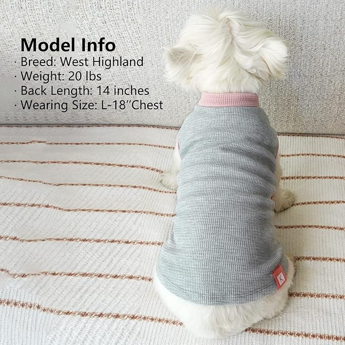 KYEESE 2Pack Dog Shirts Waffle for Small Dogs Stretchy T-Shirts Lightweight Tank Top Sleeveless Dog Vest Breathable Cat Shirt, Medium, Pink+Grey