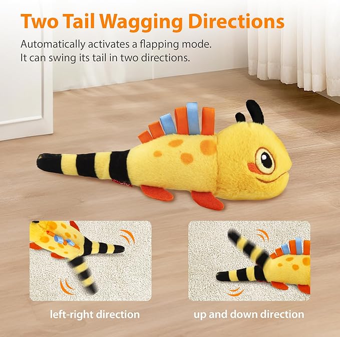 PETGEEK Gigwi Flapping Cat Toys for Indoor Cats, Rechargeable Lifelike Interactive Lizard Cat Toy Tweet, 2 Modes Wagging Tail Catnip Toy, Automatic Cat Toys for Kitten Cats Self Play, Touch Activated