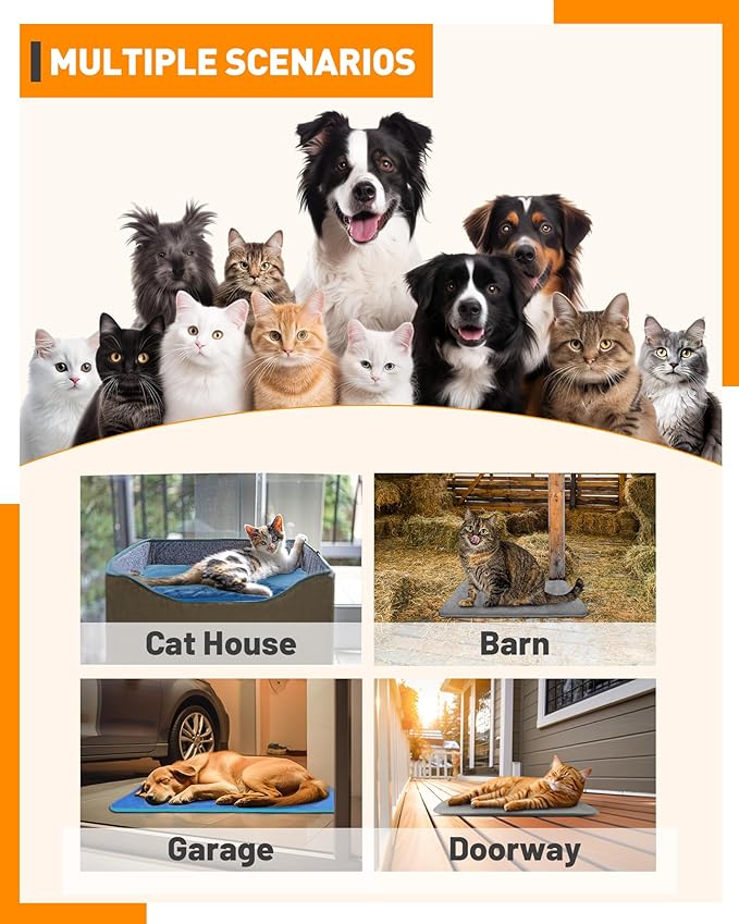 Pet Heating Pad Temperature Adjustment Dog Heating Pad Anti-bite Puppy Heating Pad with Timer Cat Heating Pad Indoor Waterproof Pet Warming Pad Electric Heated Bed Mat Dog