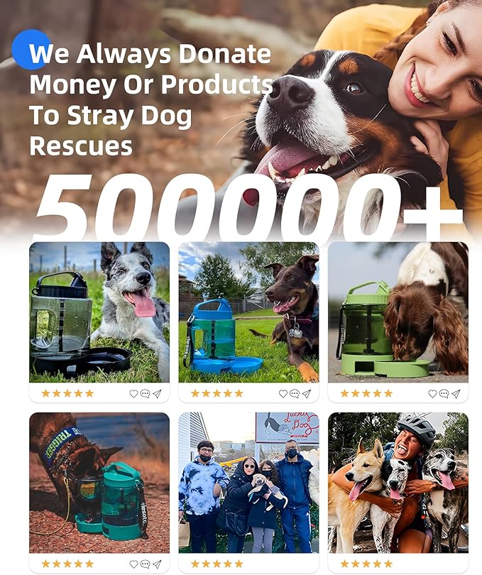 lesotc Dog Travel Water Bottle Portable with Pull-Out Drinking Bowl,77oz Large Travel Water Bowl Dispenser for Dogs Camping Essentials Hiking Beach Road Trip Park Walking On The Go Must Have,LightBlue