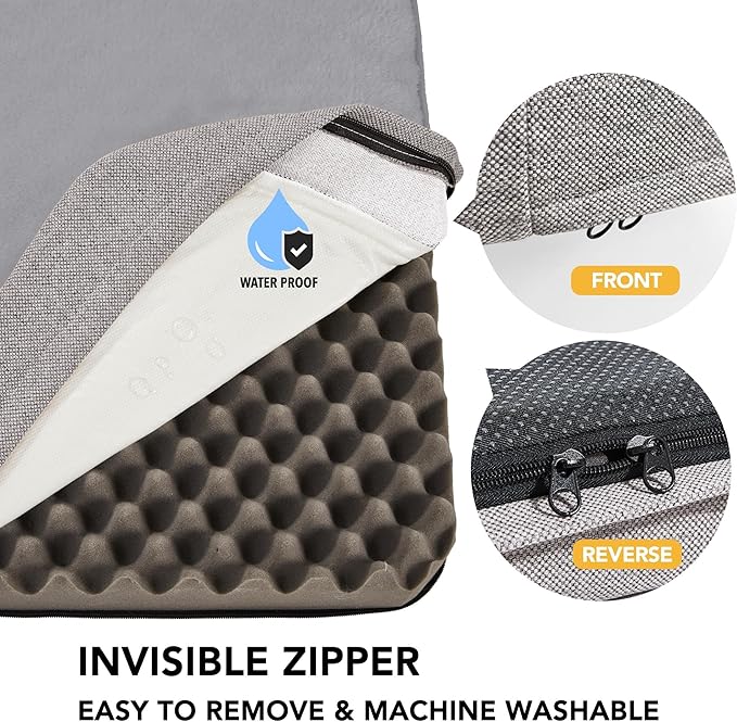 Deconovo Orthopedic Dog Bed for Medium & Large Dogs – Supportive Memory Foam with Washable Cover, Non-Slip Base – Comfort for Senior, Arthritic & Active Pets, Grey, 44" Lx32 Wx3 Th