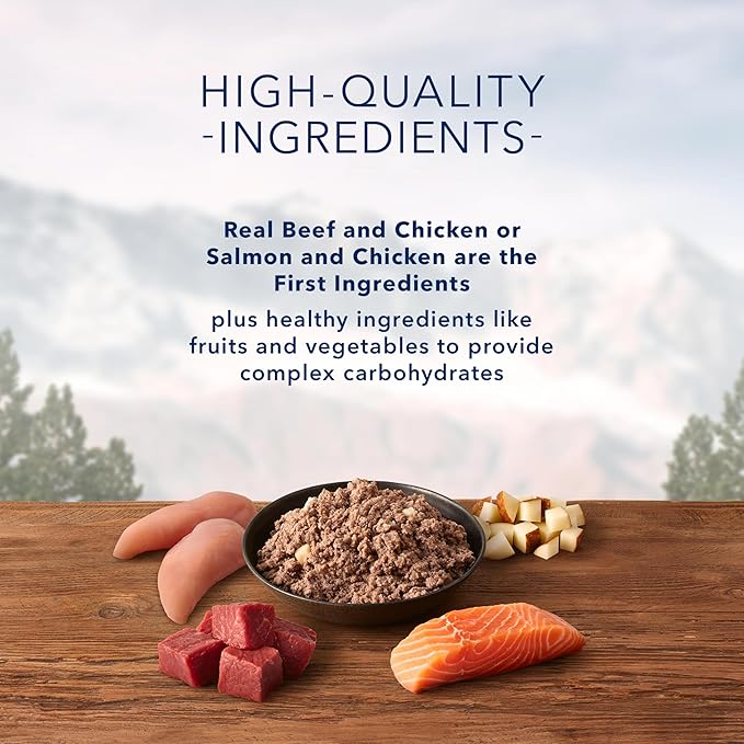 Blue Buffalo Wilderness High Protein Beef and Chicken & Salmon and Chicken Wet Dog Food Variety Pack for Adult Dogs, Grain-Free, 12.5 oz Cans (6 Pack)