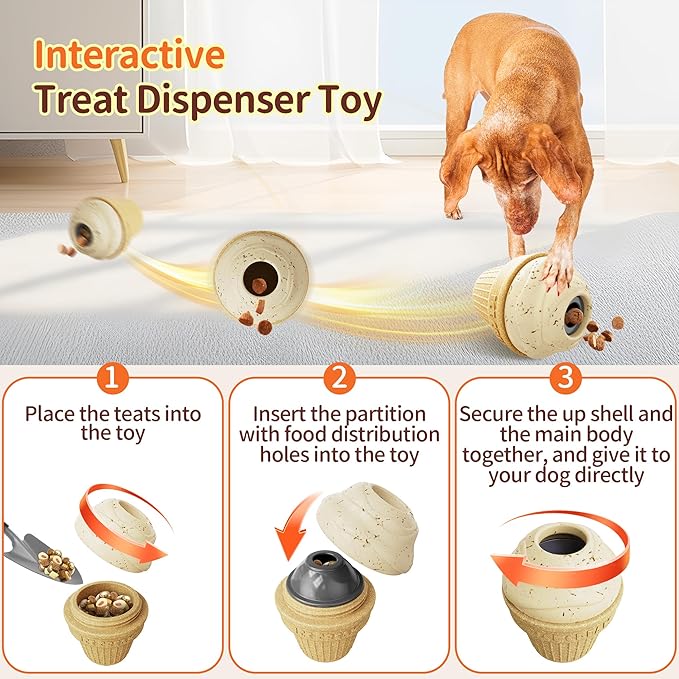 Dog Treat Dispenser Toy Interactive, Frozen Treat Toy Reduces Anxiety, Chew Toys for Aggressive Chewers, Birthday Enrichment Toy, Dog Treat Toys to Keep Them Busy for All Breeds