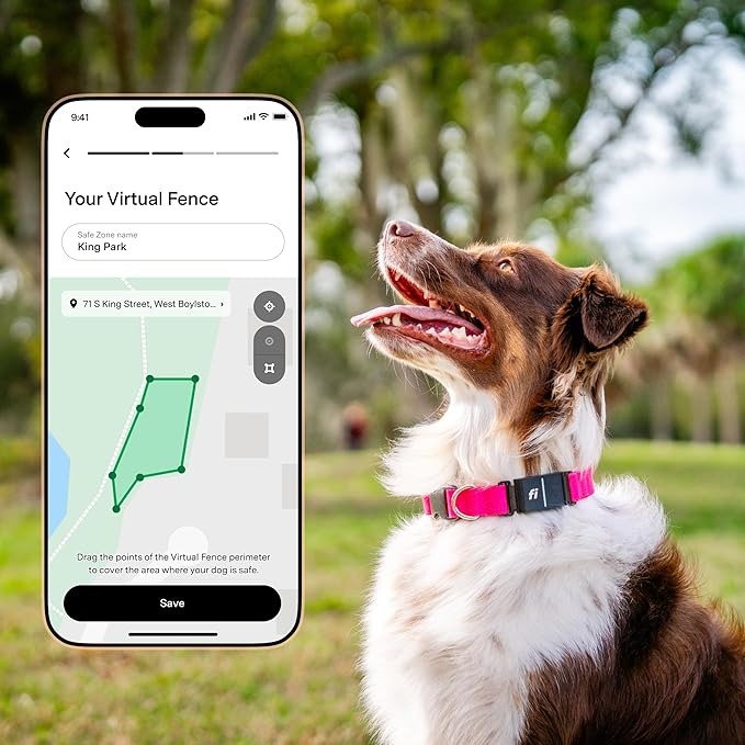 New Fi Series 3+ Smart Dog Tracker Collar – GPS Tracker for Dogs with Health & Behavior Monitoring, Virtual Fences, Escape Alerts, Waterproof, Apple Watch Compatible – 6 Month Membership Included