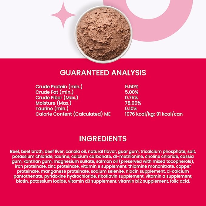 I and love and you Wet Cat Food - Beef Right Meow Pâté - Beef Recipe, Grain Free, Filler Free, 3oz Pack of 24 Cans