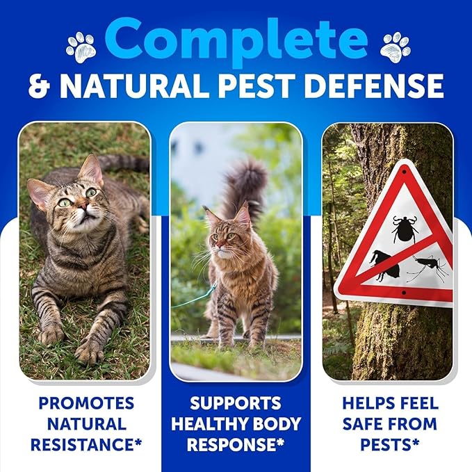 Flea Treatment for Cats - Natural Flea and Tick Prevention Supplement for Cats, Kittens - Chewable Daily Oral Pills with Vitamins - 135 Soft Chews - Dental Treats, Digestive Health, Immune Support