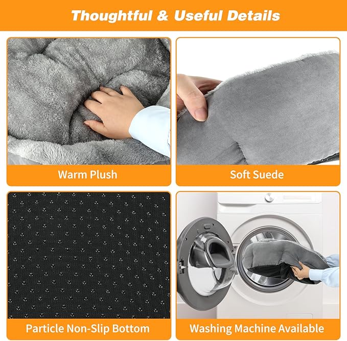 FHTONGE Heated Cat Bed Indoor with Timer and Temp Adjustment, Washable Self Warming Cat Bed Donut with Overheat Protection for Winter, Snuggle Round Cat Bed Cuddler with Electric Heating Pad