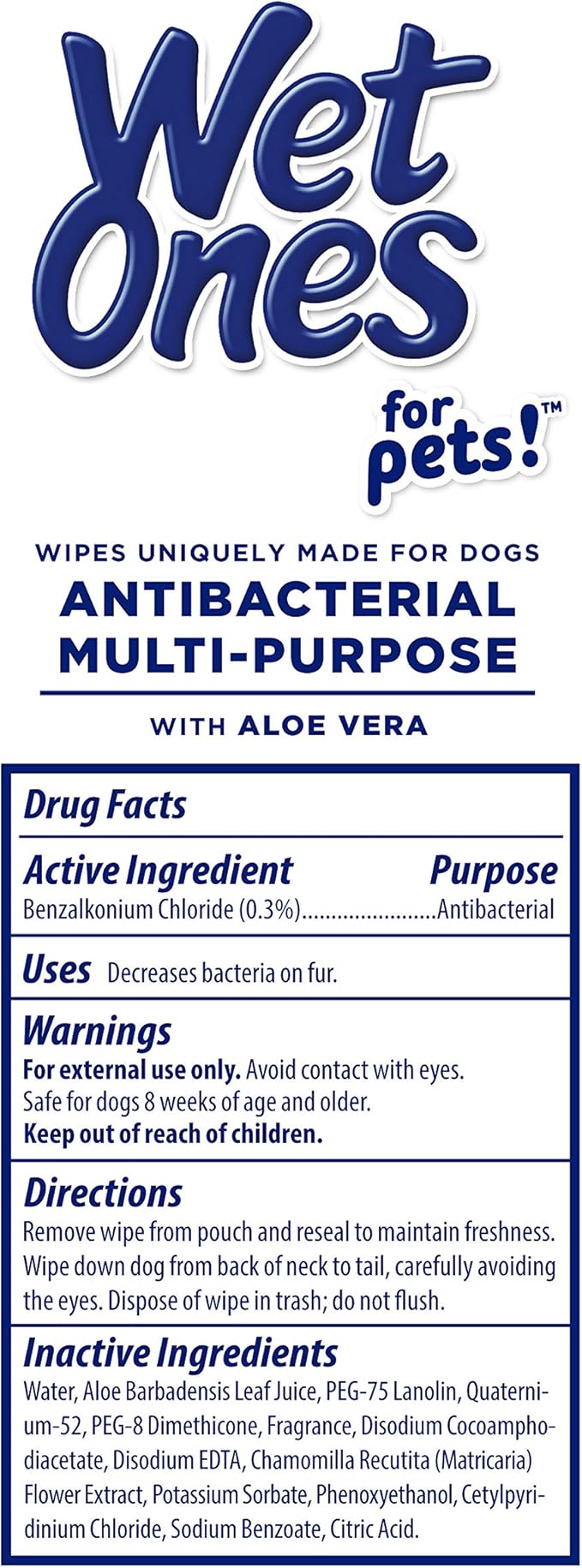 Wet Ones for Pets Multipurpose Dog Wipes with Aloe Vera, Tropical Splash Scent - Pet Bathing Wipes in Canister for Dog Paws & All Over Use, 50 Count - 3 Pack