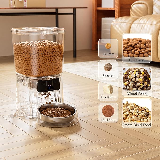 Automatic Cat Feeder with Camera, 4L WiFi Smart Pet Feeder with APP Control, 1080P HD Video,Night Vision,Voice Call, Motion Detection, Dual Power Supply, Supports 5GHz/2.4GHz,for Dogs Cats, Small-Pet