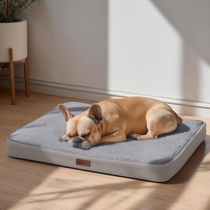 Deconovo Orthopedic Dog Bed for Medium & Large Dogs – Supportive Memory Foam with Washable Cover, Non-Slip Base – Comfort for Senior, Arthritic & Active Pets, Grey, 44" Lx32 Wx3 Th