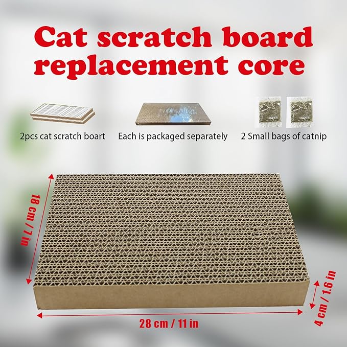Premium Cat Scratcher Pad - Cardboard Scratcher Pad Replacement - Prolonged Lifespan & Furniture Protection – Designed for Active Cats (Replacement Board)