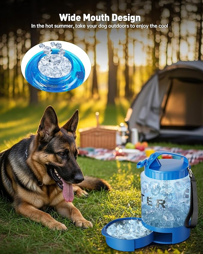 Portable Dog Water Bottle Bowl - 77 oz Travel Water Bowl Dispenser for Dogs Leak Proof, Suitable for Large Pet Drinking, A Must Have for Outdoor, Camping, Walking, Beach, Hunting Other Scenes (Blue)