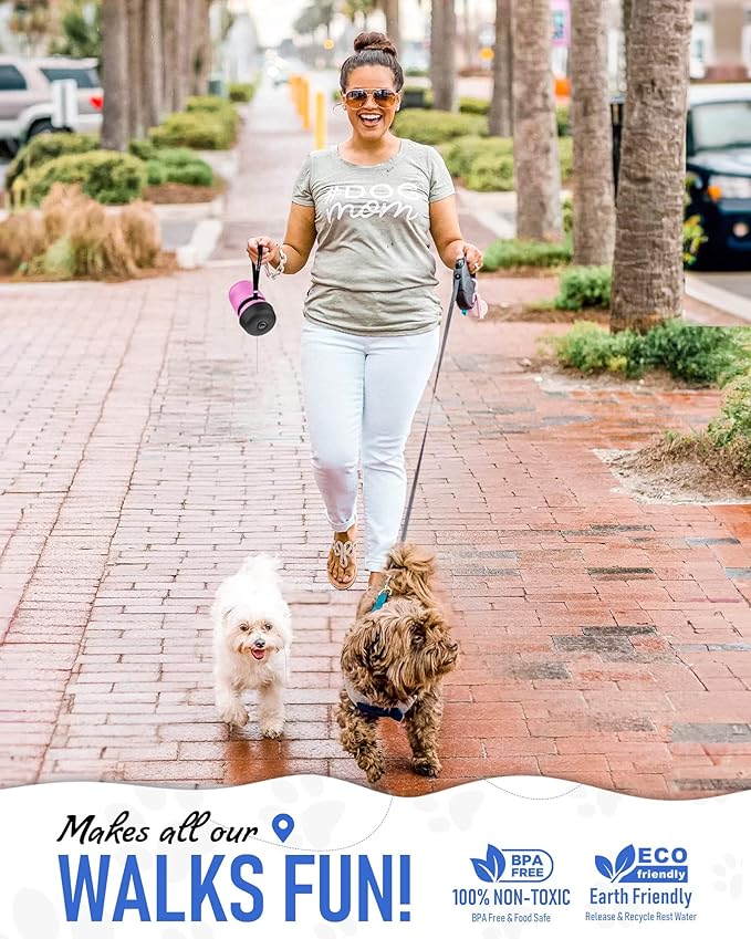 Lesotc Dog Water Bottle, Portable Pet Dispenser with Water Bowl, Leak Proof Pet Travel Squeeze Bottle, Puppy Essentials Dog Stuff Accessories for Outdoor Walking, Hiking, Camping