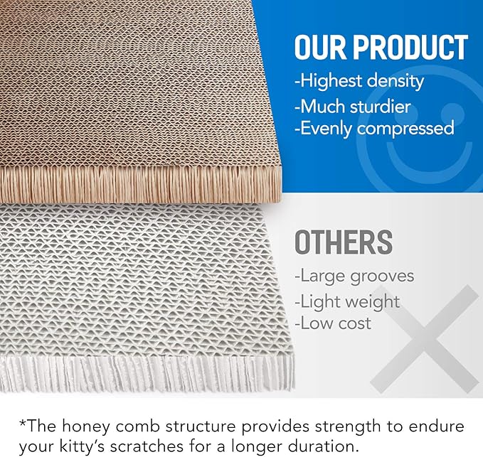 FluffyDream Cat Scratcher Cardboard, Scratching Pad House Bed Furniture Protector, Infinity Shape, Curved (Wood, Bone)