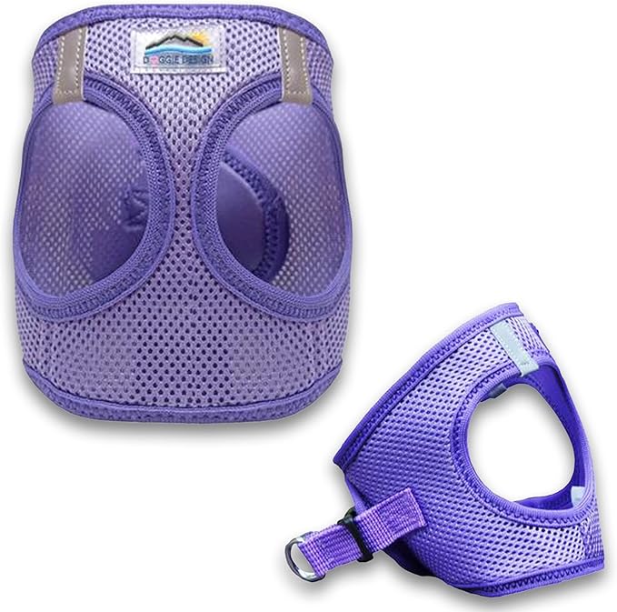 Doggie Design Dog Harness - No Choke Dog Harness, Dog Vest, Mesh Polyester, Pet Harness, Simple Step in and Go Design - Paisley Purple