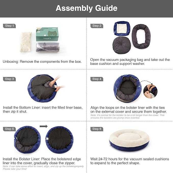 Love's cabin Round Donut Cat and Dog Cushion Bed, 30in Pet Bed for Medium or Large Dogs, Anti-Slip & Water-Resistant Bottom, Soft Durable Fabric Pet beds, Washable Calming Cat & Dog Bed Navy