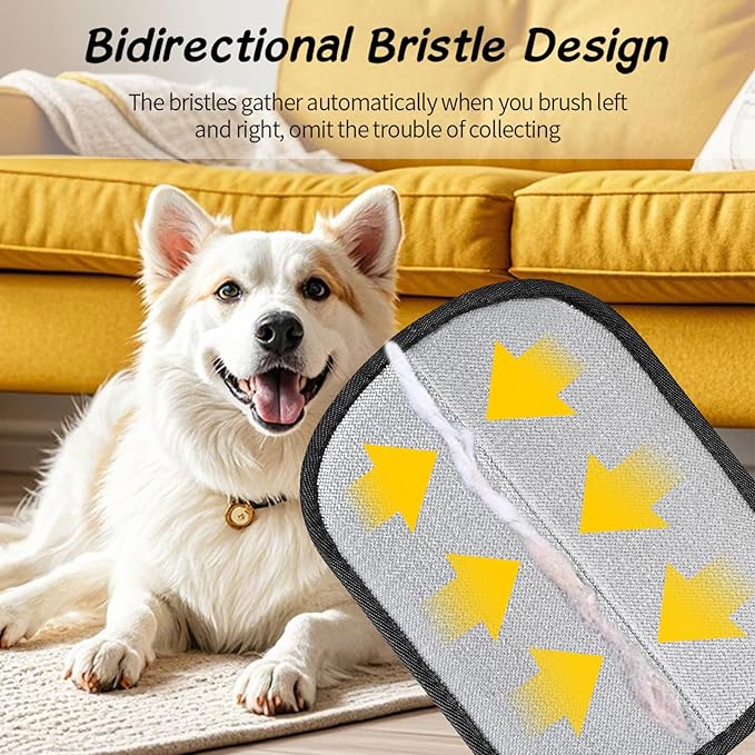 2pc Pet Hair Removal Gloves for Dogs Reusable 5-Finger Electrostatic Tech Cleans Clothes, Sofas, Carpets Easily (Black 2pcs)