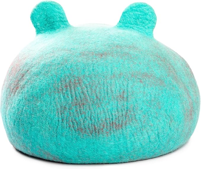 Luxurious Eco-Friendly Merino Wool Cat Cave Frog - Foldable Hideaway Pod for Indoor Cats - Premium Felt Kitten Beds - Covered Cat House for Ultimate Cozy Comfort by Woolygon