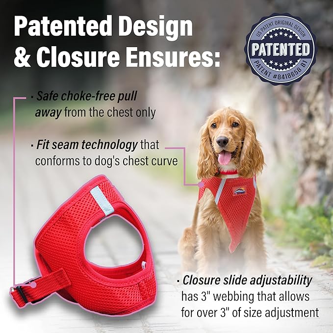 Doggie Design Dog Harness - No Choke Dog Harness, Dog Vest, Mesh Polyester, Pet Harness, Simple Step in and Go Design, Harness for Dog - Red, Large