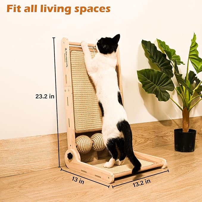 Adjustable Angle-Cat Scratcher, L Shape Cat Scratching Post,Cat Scratchers for Indoor Cats Scratch Pad with Natural Sisal,Cat Scratching Board Furniture Protector(27.5"X16.3"X6.3")