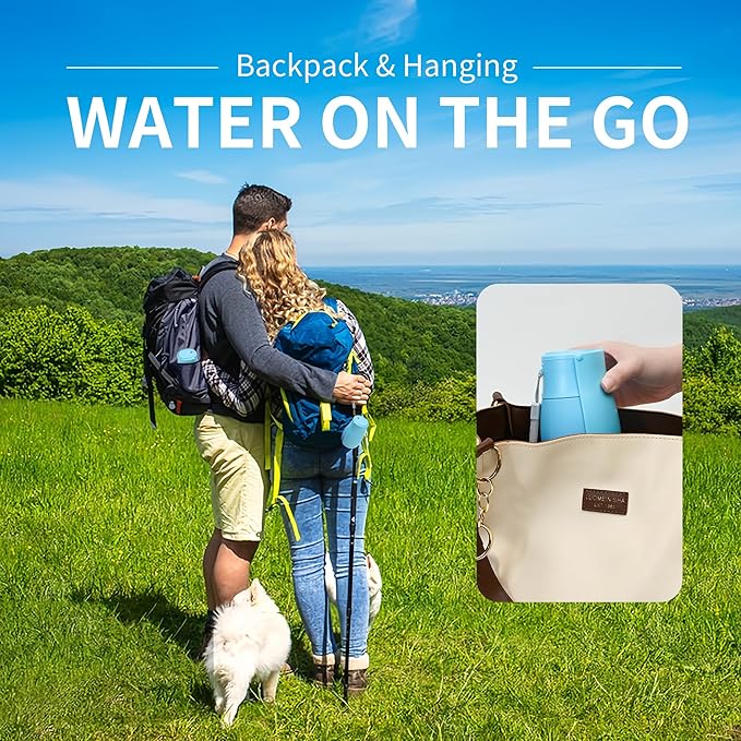 Dog Water Bottle, Travel Puppy Water Bowl, Leak Proof Portable Puppy Water Dispenser, Foldable Dog Water Bottle for for Pets Outdoor Walking, Hiking, Travel, Food Grade Plastic - 10oz Blue