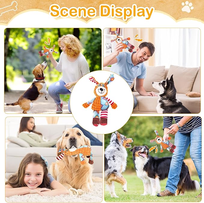 Squeak Dog Toys Durable Plush for Small & Medium Breeds - Soft Chew-Resistant Fabric, Interactive Indoor/Outdoor Play, Perfect for Puppy Teething - Ideal Pet Gift, Dog