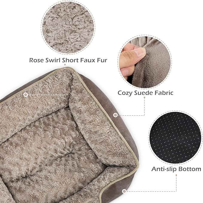 INVENHO Medium Dog Bed Rectangle Washable Orthopedic Soft Calming Sleeping Durable Pet Cuddler with Anti-Slip Bottom