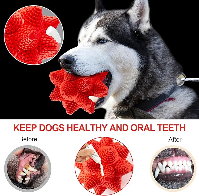 LiuMelinda Dog Chew Toys for Aggressive-Chewers - Indestructible Dog Toy for Aggressive Chewer,Tough Chew Toys for Dogs (Rubber Stacked Star Ball)