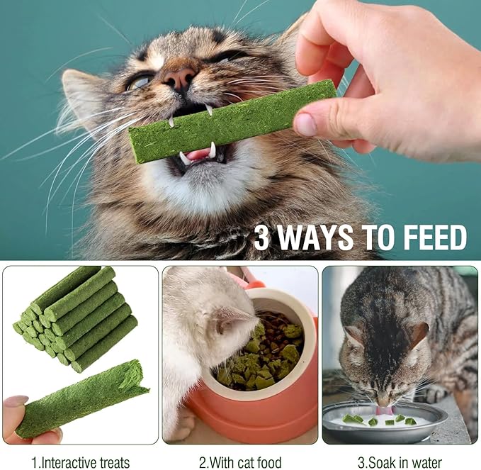 120g/4.23oz Cat Grass Teething Stick Hairballs,Chew Sticks for Cats,Catnip Toys Sticks Indoor Kitten Chew Stick