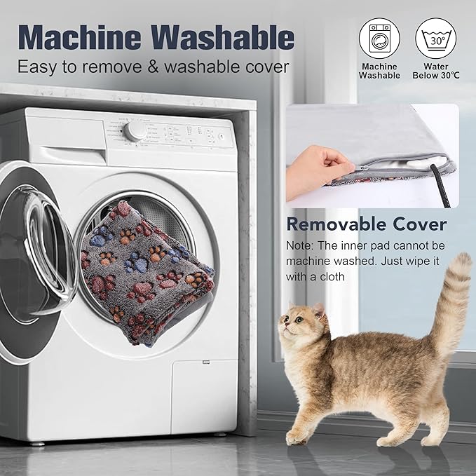 Cat Heating Pad, Waterproof Pet Heating Pad for Cat Dog Outdoor, 11 Adjustable Temperature Cat Warming Bed Mat with Timer, Indoor Heated Cat Bed with Chew Resistant Cord(S: 18'' L X 18W '')