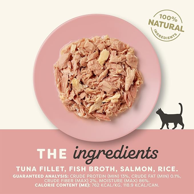 Applaws Natural Wet Canned Cat Food, Limited Ingredient, Protein with No Artificial Additives, Tuna Fillet & Salmon in Broth (24 x 5.5oz Cans)