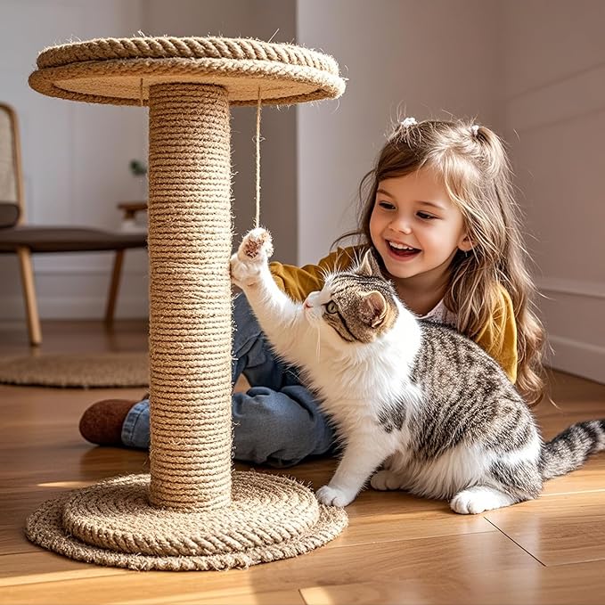 PowerKing 4-Pack 15.7" Cat Scratching Post Replacement - Natural Sisal Rope Scratcher Poles with M8 Screws for Indoor Cat Tower Renewal Parts, Cat Furniture Refill Parts (Nature)