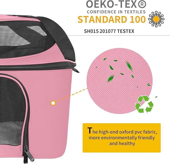 Soft-Sided Cat Carrier Bag Backpack Portable Breathable Collapsible Pet Carrier for Cats Kitten Puppy Small Dogs - Pink