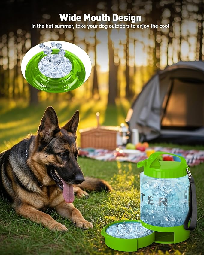 Portable Dog Water Bottle Bowl - 77 oz Travel Water Bowl Dispenser for Dogs Leak Proof, Suitable for Large Pet Drinking, A Must Have for Outdoor, Camping, Walking, Beach, Hunting Other Scenes (Green)