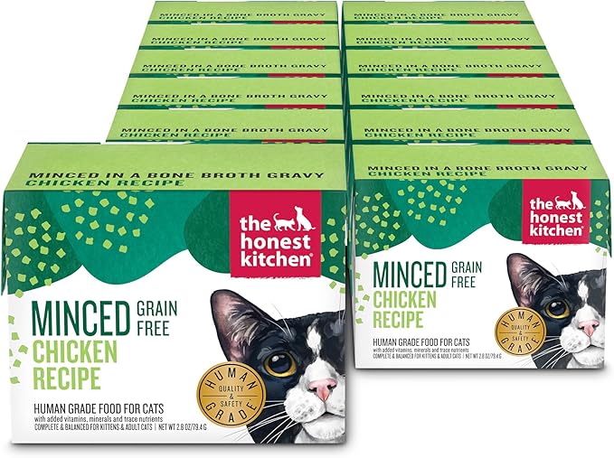 The Honest Kitchen Grain Free Minced Chicken in Bone Broth Gravy Wet Cat Food, 2.8 oz x12